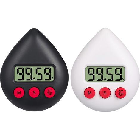 Minuteur de salle de bain portable en forme de goutte d'eau blanche, minuteur de cuisine numérique simple d'utilisation pour douche et cuisine. (1/5)