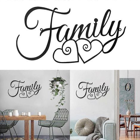 Décoration murale en métal « Panneau familial », ornement suspendu pour maison de campagne ou bureau (1/4)