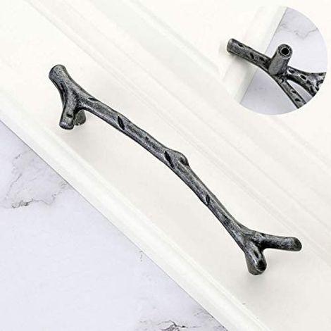 Juego de 10 tiradores para muebles, aleación de zinc, diseño de rama, estilo vintage, para cocina y dormitorio. (1/5)