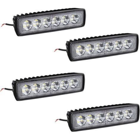 4 X 18W LED phares de travail barre lumineuse phare de travail - LED feux auxiliaires IP67 aluminium pour réflecteur tracteur agricole tout terrain-
