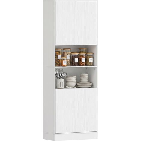 HOMCOM 170cm Kitchen Pantry Cabinet with Soft-Close Hinges, White Wood Effect