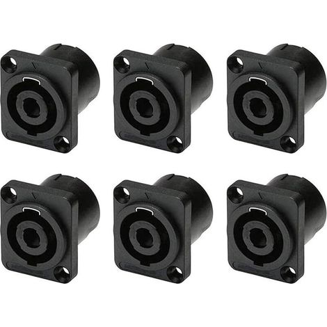 6 unidades, conector Speakon de panel de 4 polos, hembra de audio para altavoz con jack redondo de 4 pines, adaptador de bloqueo por torsión para NL4MP, NL4MPR, NL4FC, NL4FX, NLT4X (1/5)
