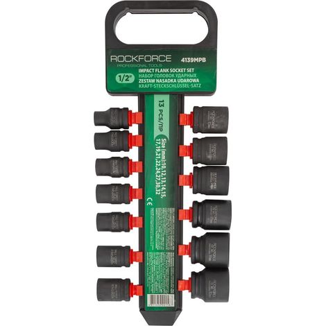 Rockforce - Set de 13 dadi de impatto de 6 bordi (1/2", versatile strumentoper la riparazione e la manutenzione de auto, di alta qualità e durevole). (1/3)