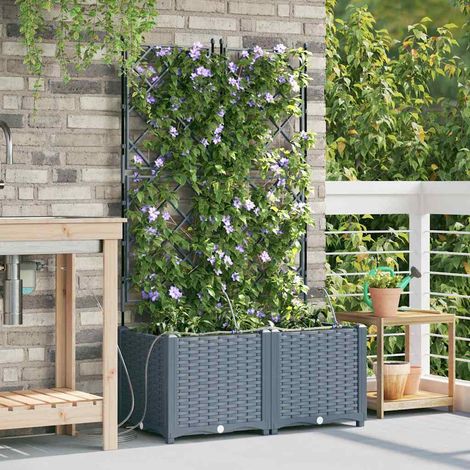 Garten-Pflanzgefäß 2 pcs Hellgrau Kunststoff