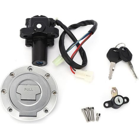 Ensemble bouchon de réservoir, contacteur d'allumage et clé de verrouillage de selle, compatible avec les contacteurs d'allumage YZF R6/YZF R1/FZ6/FZ09/FZ6R. (1/5)