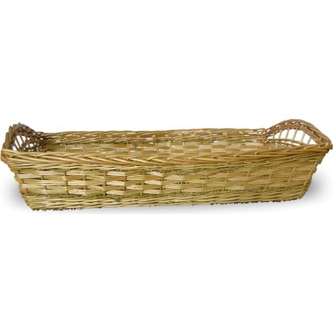 Panier rectangulaire en osier tressé à la main avec bords surélevés