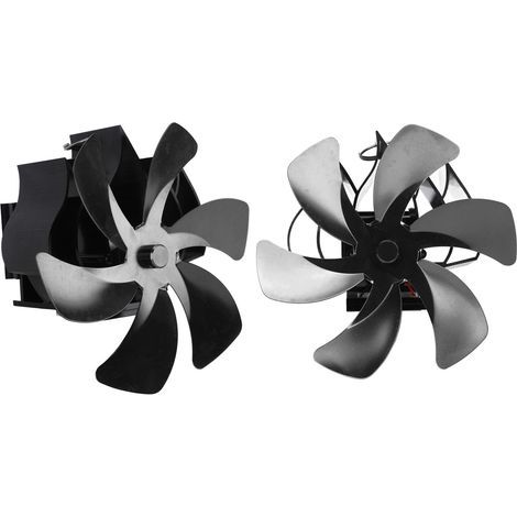Silent, heat-powered, 6-blade wood stove fan for chimney flue, eco-friendly and wall-mounted, black (1/5)