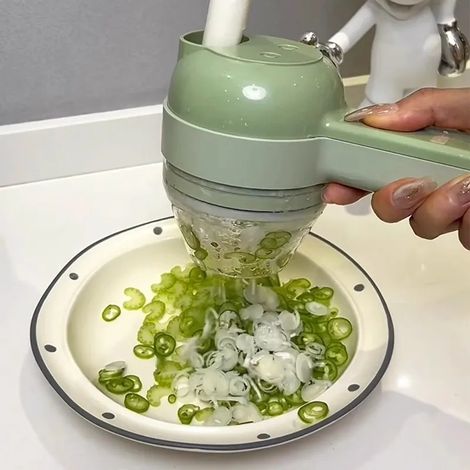 Hachoir électrique à légumes multifonctionnel pour ail, gingembre et oignons, idéal pour la cuisine domestique. Trancheur et coupe-légumes. (1/5)