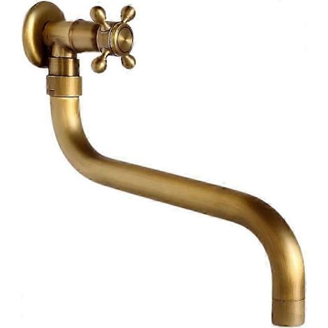 Robinet mural pour jardin extérieur, robinet de jardin en laiton antique avec bec télescopique et pivot à 180°, commande d'eau froide unique (1/5)