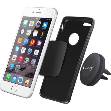 Techly Supporto Universale con Calamita da Auto per Smartphone e Tablet Nero (1/5)