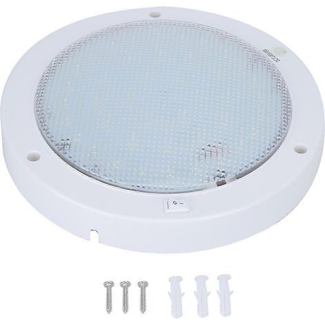 Plafonnier rond haute luminosité 42 LED 12 V 9 W 840 lm pour voiture, bateau et maison, blanc chaud (1/4)