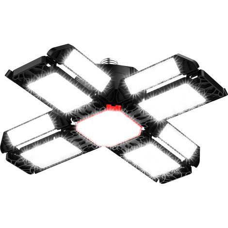 200 W LED-Werkstattlampe, Garagenbeleuchtung, 1 Stück – 20000 lm, 6500 K, verformbare Deckenleuchte mit 12 verstellbaren Paneelen – E26/E27-Erkerlicht für Keller, Geschäft, Werkstatt, Scheune, Lager