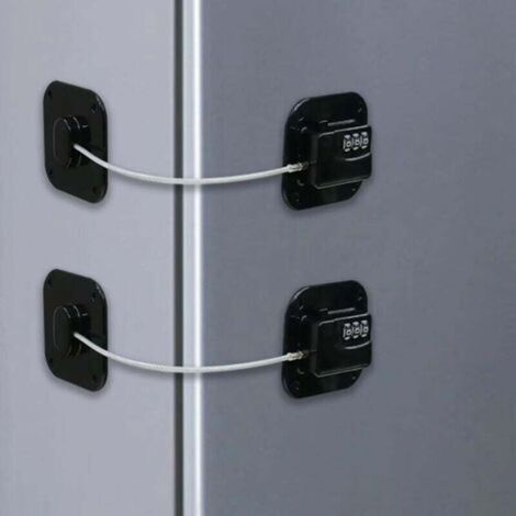 Lot de 2 cadenas à combinaison pour réfrigérateur – Serrures adhésives en plastique ABS et acier – Sécurité enfants – Installation sans perçage (1/5)