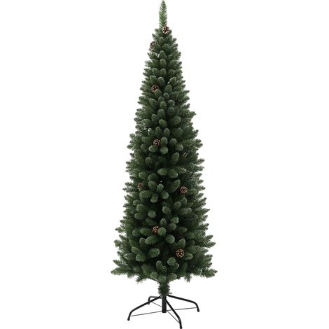 Árbol de Navidad 180 cm árbol de Navidad artificial con 618 ramas 30 piñas y soporte de metal árbol Navideño para salón interior verde (1/5)