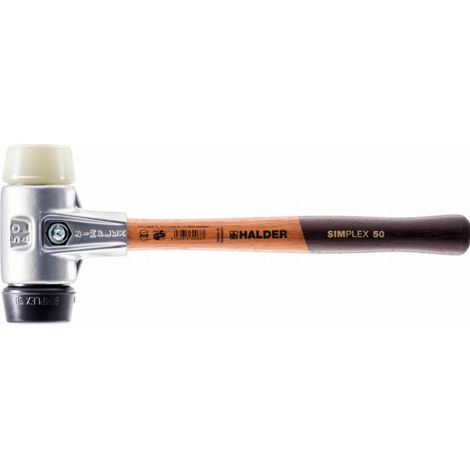 HALDER SIMPLEX Mazza in gomma piena / nylon con alloggiamento in alluminio e manico in legno - D=30 mm - 3128.030