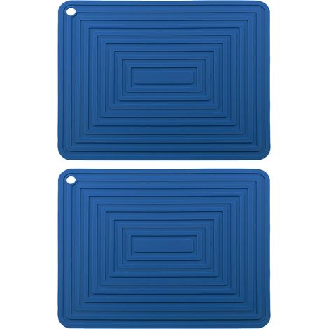 Dessous de plat en silicone pour plats chauds/manique résistante à la chaleur, antidérapant, épais et flexible, pour table de cuisine (bleu)