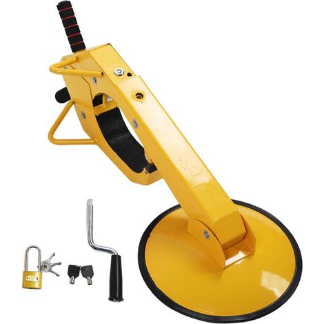 Car Wheel Lock, Tire Lock, Anti-Theft Trailer Wheel Clamp, Lock, Parking Clamp for Cars, Trucks, SUVs (Double Locking Wheel Clamp) Yellow MUMU (1/4)