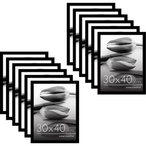 Cadre Photo 30x40 cm Noir - Lot de 12 - Cadre 30x40 cm avec Plexi Poli et Chevalet Intégré - Bois MDF pour Exposition Murale Horizontale ou Verticale ou sur Table (1/5)