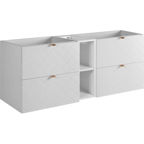 Mobile da bagno, Bianco Opaco, 140 x 57 x 46 cm, Maniglie Dorate (1/4)