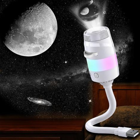 Proiettore di cielo stellato con luce notturna, proiettore galattico 2 in 1  Proiettore di cielo stellato USB con 6 pellicole di proiezione, luce notturna a LED da parete, proiettore galattico per sof (1/2)
