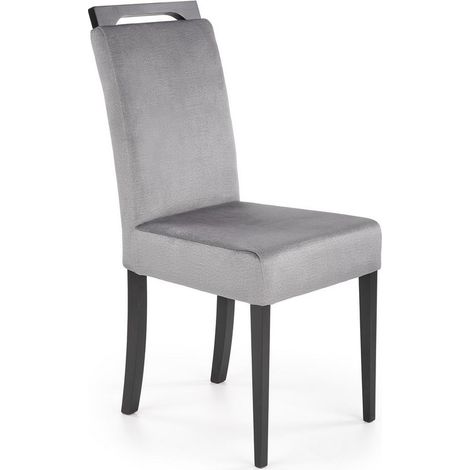Chaise de salle à manger velours grise avec pieds noirs en bois massif CANDY (1/5)