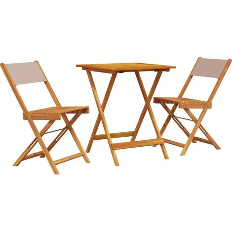 Ensemble de bistro 3 pcs，Salon de jardin taupe tissu et bois massif CFW65153 (1/5)