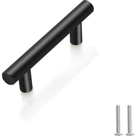 10 Unités En Noir acier inoxydable Boutons De Porte Tirer La Poignée De Meubles avec Vis pour Tiroir Meuble Cuisine Cuisine Home Decorating, Trou à Trou Centre Distance 96 mm (1/5)