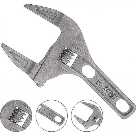 BEBUSINGOTO Llave ajustable, 6-68 mm, apertura grande, mordaza ancha, aleación de aluminio, llave ajustable ultrafina, llave para grifo, plomería, fregadero (1/5)