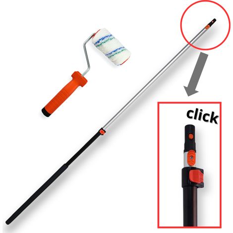 CONTOO SET Farbroller Ersatzwalze Mikrofaser Streichroller 10cm + Click Bügel für Farbroller + Click Teleskopstiel 100-180cm CT01 (1/4)