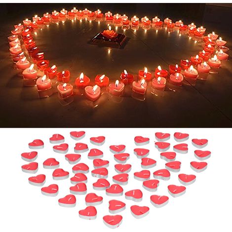 Velas de aluminio con forma de corazón – 50 unidades – duración de 2 a 3 horas – ideales para bodas, cumpleaños, veladas románticas y decoraciones festivas. (1/5)