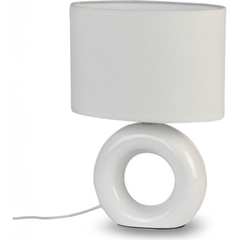 Lampe à poser en céramique blanche – Compatible culot E14 – Puissance 40W – Design donut pour intérieur contemporain – Mathias Luminaires