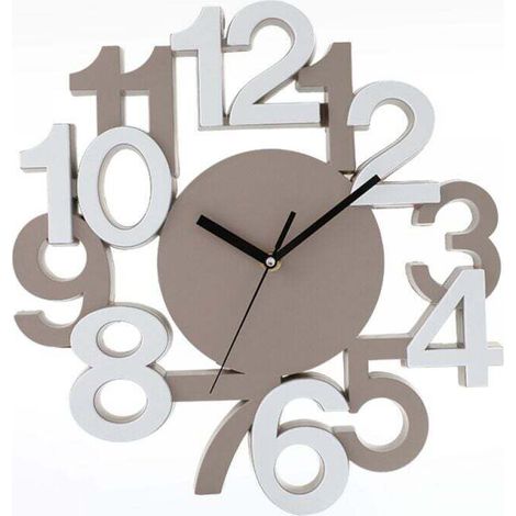 Wall Clock 35 cm Modern Design Caffelatte White and Linen Silent German Mechanism AA Battery Included (1/4)