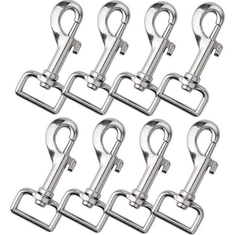 8 mousquetons à œillet rotatifs, clips à déclenchement rotatifs, clips à crochet à déclenchement, adaptés aux laisses pour animaux de compagnie, aux porte-clés et aux sacs à dos. (1/4)