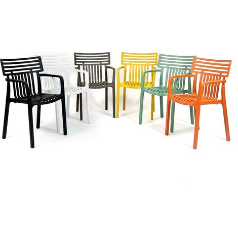 Floordirekt – Chaise de jardin empilable en polypropylène – Résistante aux intempéries et aux UV – Capacité de charge jusqu'à 200 kg – Confort ergonomique