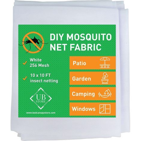 Weißes Moskitonetz 3x3 Meter, Insektenschutz für Garten, Terrasse, Pergola, Balkon und Fenster, feinmaschig, zuschneidbar (1/5)