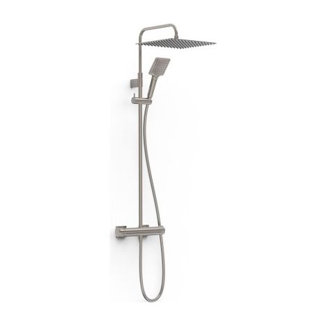 Ensemble mitigeur mural 2 voies pour douche Project Acier - TRES 22119101AC