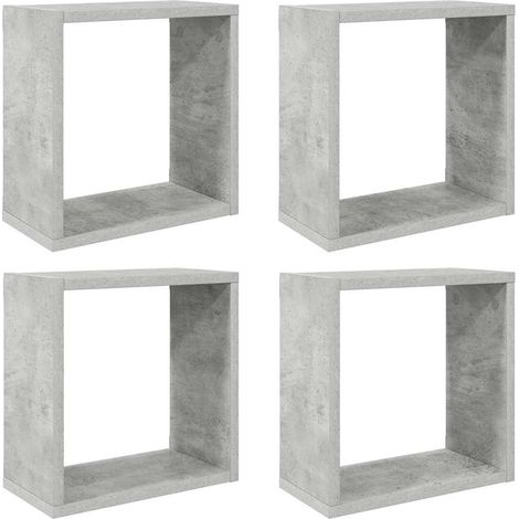 vidaXL Estantes cubo de pared 4 unidades gris hormigón 30x15x30 cm (1/2)