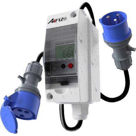 Compteur Electrique Numérique Mobile 80 A 230 V Avec Prise CEE Numérique, Appareil De Mesure KWH Mobile D'extérieur Avec Etanchéité IP65, Avec Réinitialisation, Câble De Tuyau En Caoutchouc (1/5)