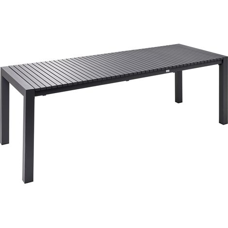 Extending Garden Table Dark Grey Aluminium 160/220 x 90 cm Powder-Coated Outdoor Furniture Modern ARDESIO
