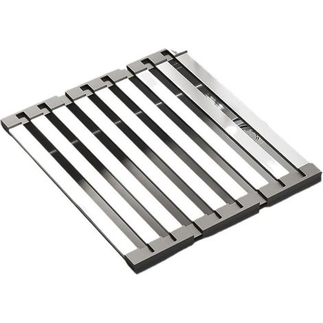 Égouttoir enroulable en acier inoxydable, tapis de cuisine pliable à poser sur l'évier, égouttoir enroulable de 50 cm x 32,5 cm, design compact (1/5)