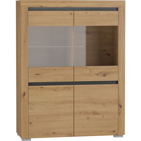 Credenza 4 ante Kasla marrone e grigio antracite 139cm (1/4)