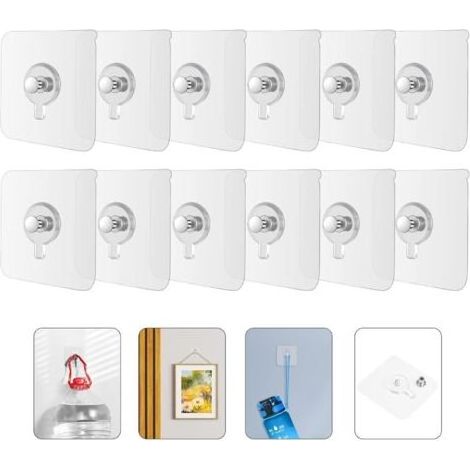 Bilderaufhänger ohne Bohren, 32-teilige selbstklebende Bilderaufhänger, Wandhalterungen zum Aufhängen von Bilderrahmen, Dekorative Wanddekoration, Keine Löcher, Keine Beschädigung (Transparent) (1/5)