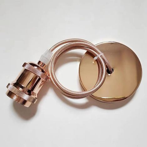 Support De Lampe E27 - Câble De Suspension 1 M - Base Métallique À Vis - Pour Décoration Intérieure - 1 Pièce (1/5)