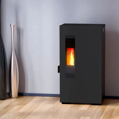 Stufa a pellet in acciaio 5,5 Kw A+ con raccordo uscita fumi posteriore o superiore Queen Slim 5 - Nera
