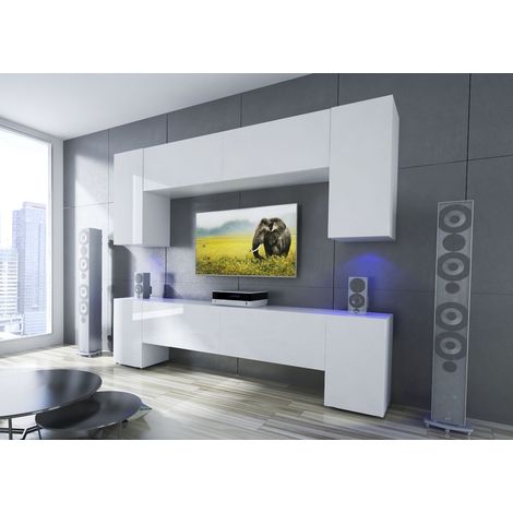 Ensemble meuble TV EKUADOR blanc en plusieurs dimensions - 240-256 cm (1/3)