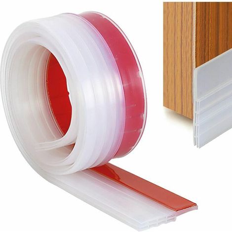 Porte Bas Joint Strip Autocollant sous Porte Boudin CoupeFroid Coupebise, AntiBruit, AntiInsectes (blanc 5 cm de large sur 1,2 m de long) (1/5)