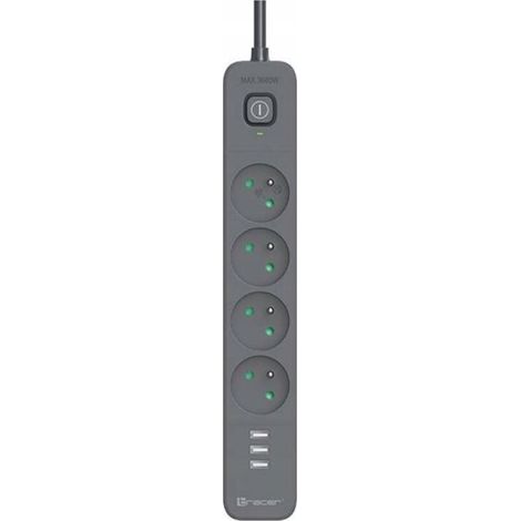Regleta protectora contra sobretensiones Power Line+ para dispositivos móviles, 1,5 m (4 tomas + 3 puertos USB A, 5 V 2,4 A) (1/3)