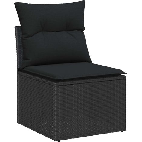 Maison Exclusive - Set Divano da Giardino 14 pz 9-Numero di posti Nero polyrattan (1/5)