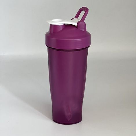 Verpackung mit 1 Protein Shaker (600 ml) mit Edelstahlkugel, Messskala, auslaufsicher, zum schnellen Anrühren von Molkenproteinpulver, transparen (1/5)