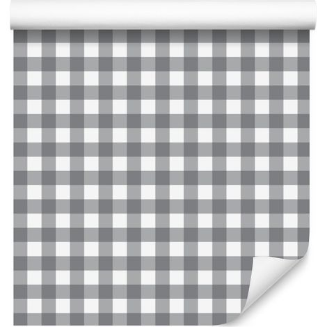 Tapete mit Stoffmuster, Grau, Hellgrau und Weiß, 50 x 1000 cm (1/5)